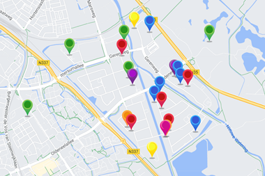 Overzichtskaart met pins voor Open Bedrijvendag 11 november